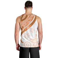 Orange Polynesian Tribal Turtle Floral Pattern Men Tank Top LT05 - Polynesian Pride