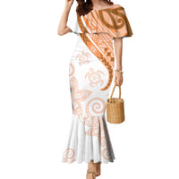 Orange Polynesian Tribal Turtle Floral Pattern Mermaid Dress LT05 Women Orange - Polynesian Pride