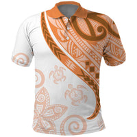 Orange Polynesian Tribal Turtle Floral Pattern Polo Shirt LT05 Orange - Polynesian Pride