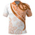 Orange Polynesian Tribal Turtle Floral Pattern Polo Shirt