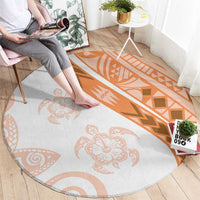 Orange Polynesian Tribal Turtle Floral Pattern Round Carpet LT05 - Polynesian Pride