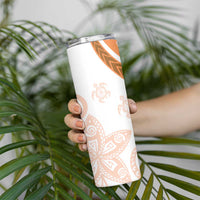 Orange Polynesian Tribal Turtle Floral Pattern Skinny Tumbler LT05 - Polynesian Pride