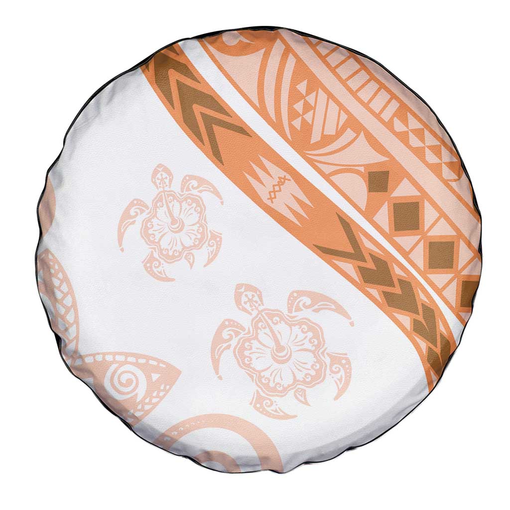 Orange Polynesian Tribal Turtle Floral Pattern Spare Tire Cover LT05 - Polynesian Pride