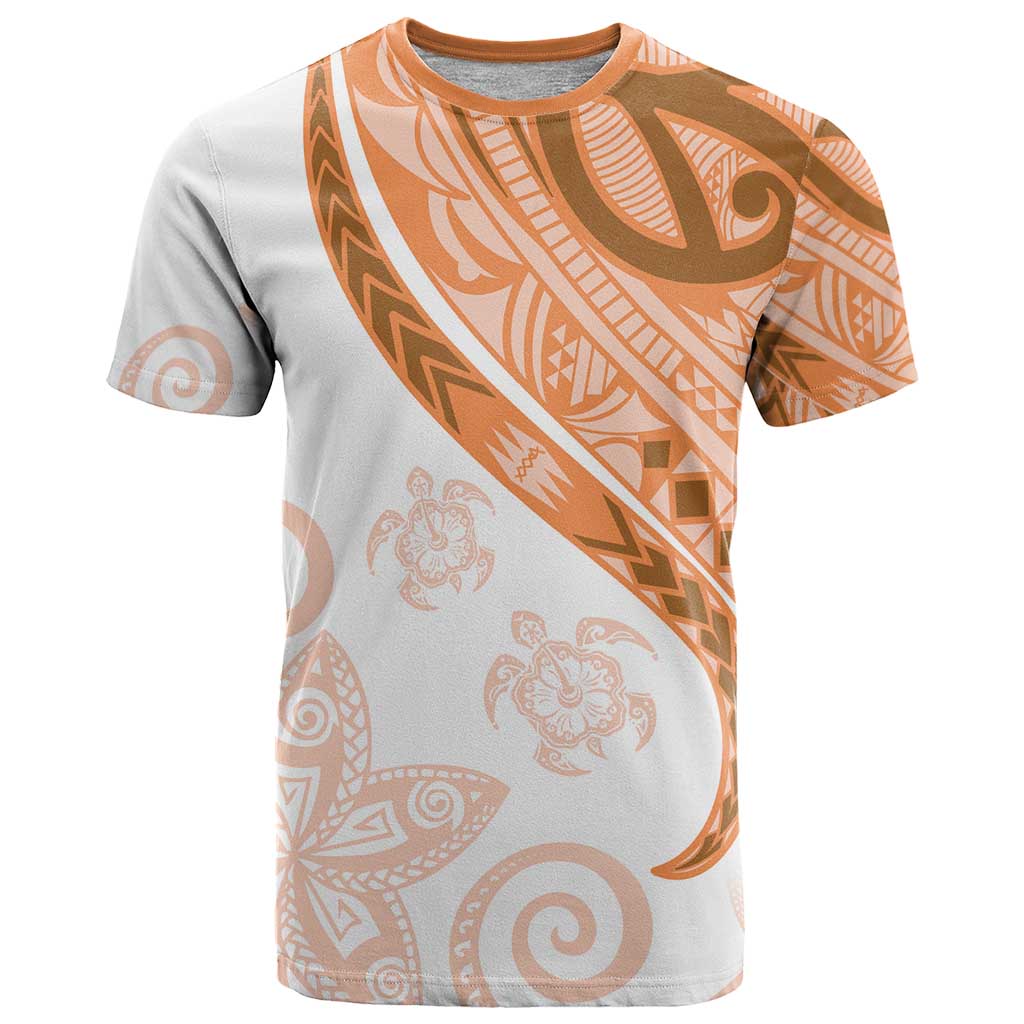 Orange Polynesian Tribal Turtle Floral Pattern T Shirt LT05 Orange - Polynesian Pride