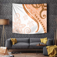 Orange Polynesian Tribal Turtle Floral Pattern Tapestry LT05 Orange - Polynesian Pride