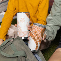 Orange Polynesian Tribal Turtle Floral Pattern Tumbler Cup LT05 - Polynesian Pride