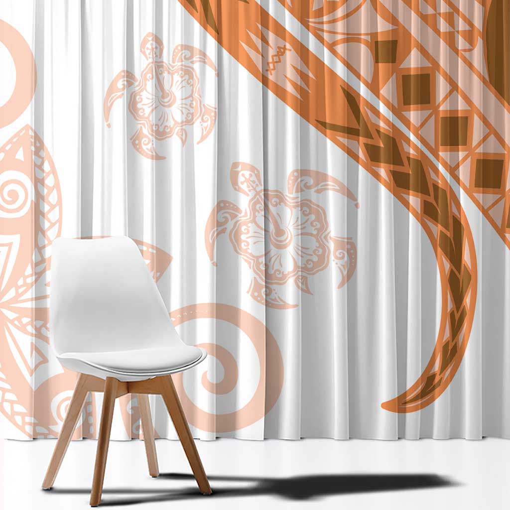Orange Polynesian Tribal Turtle Floral Pattern Window Curtain LT05 - Polynesian Pride