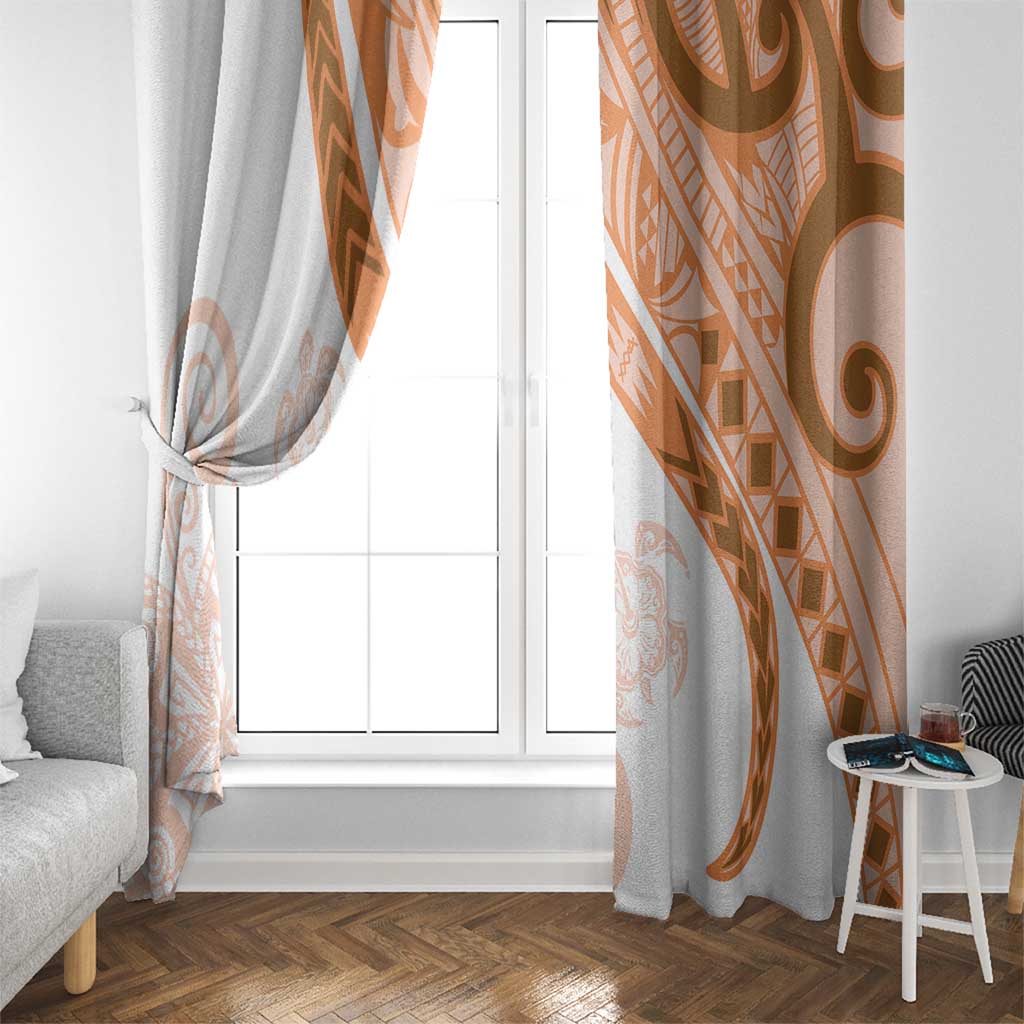 Orange Polynesian Tribal Turtle Floral Pattern Window Curtain LT05 - Polynesian Pride