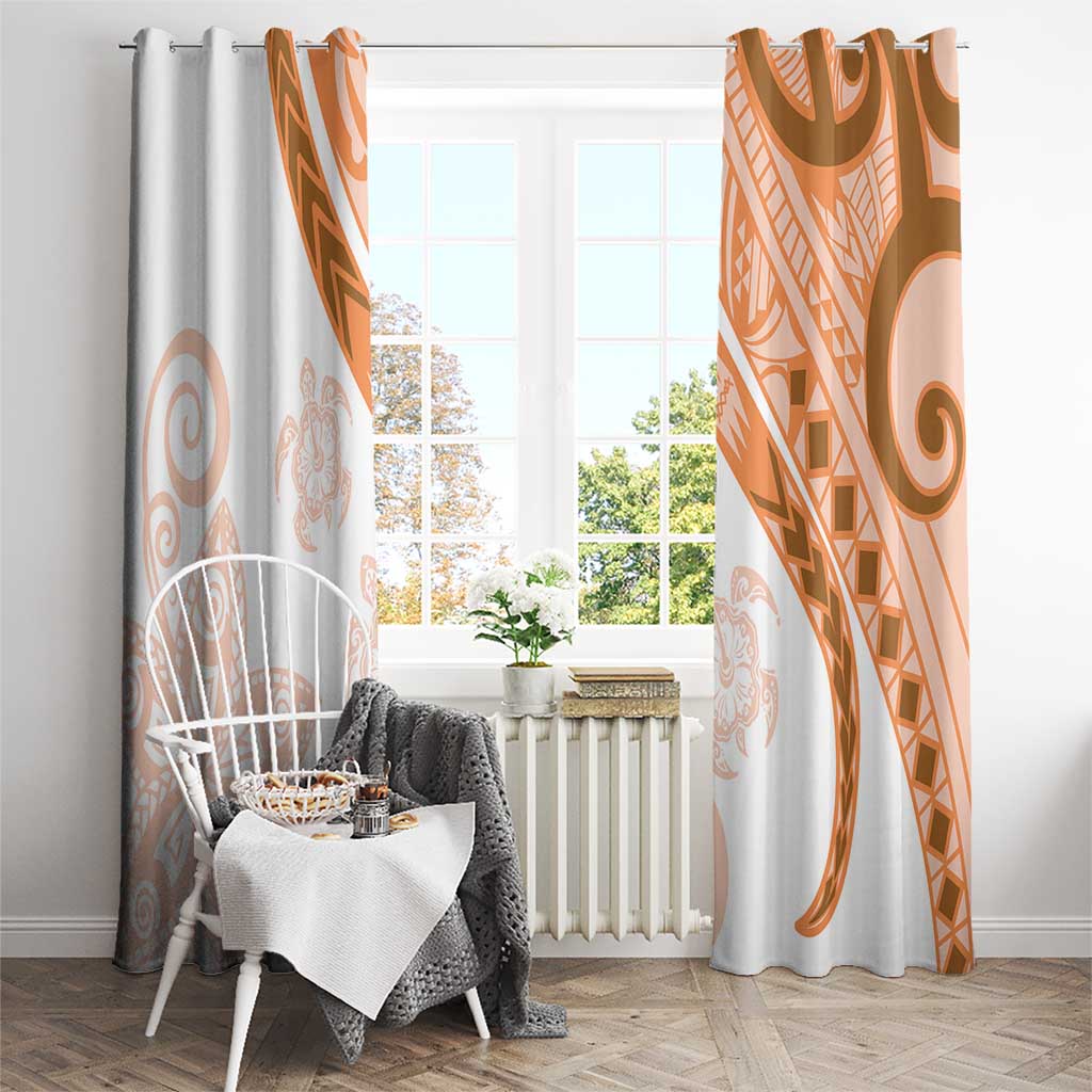 Orange Polynesian Tribal Turtle Floral Pattern Window Curtain LT05 - Polynesian Pride