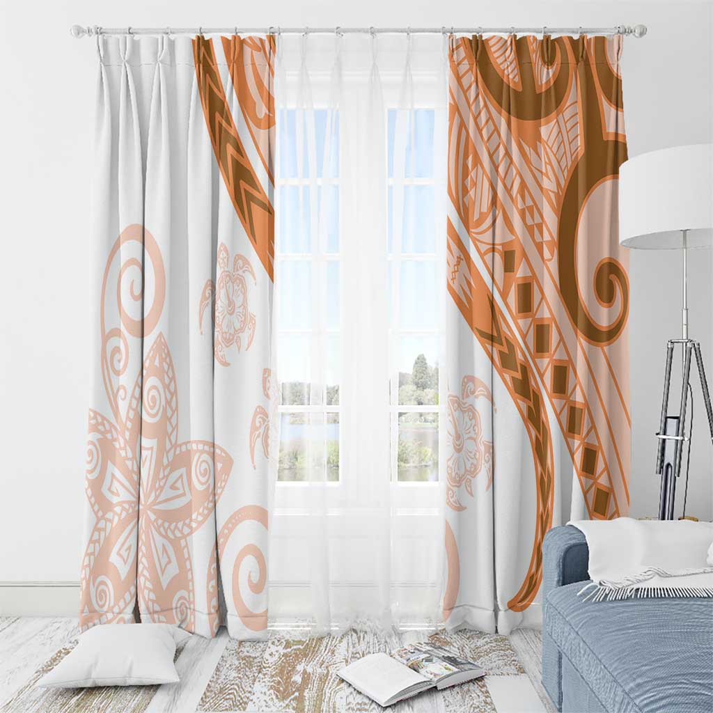 Orange Polynesian Tribal Turtle Floral Pattern Window Curtain LT05 - Polynesian Pride