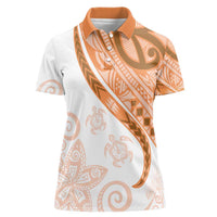 Orange Polynesian Tribal Turtle Floral Pattern Women Polo Shirt LT05 Female Orange - Polynesian Pride