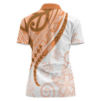 Orange Polynesian Tribal Turtle Floral Pattern Women Polo Shirt LT05 - Polynesian Pride