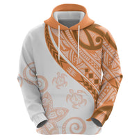 Orange Polynesian Tribal Turtle Floral Pattern Zip Hoodie LT05 - Polynesian Pride