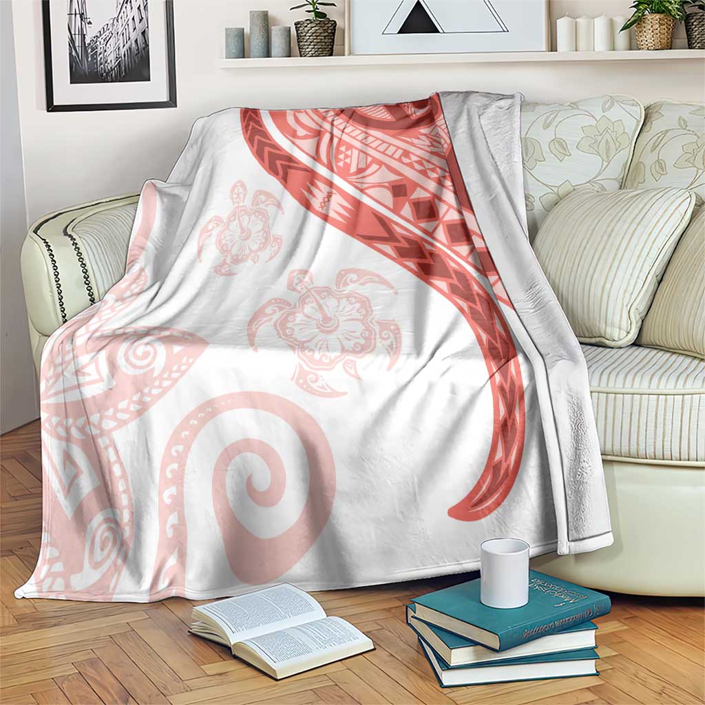 Coral Red Polynesian Tribal Turtle Floral Pattern Blanket LT05 Red - Polynesian Pride