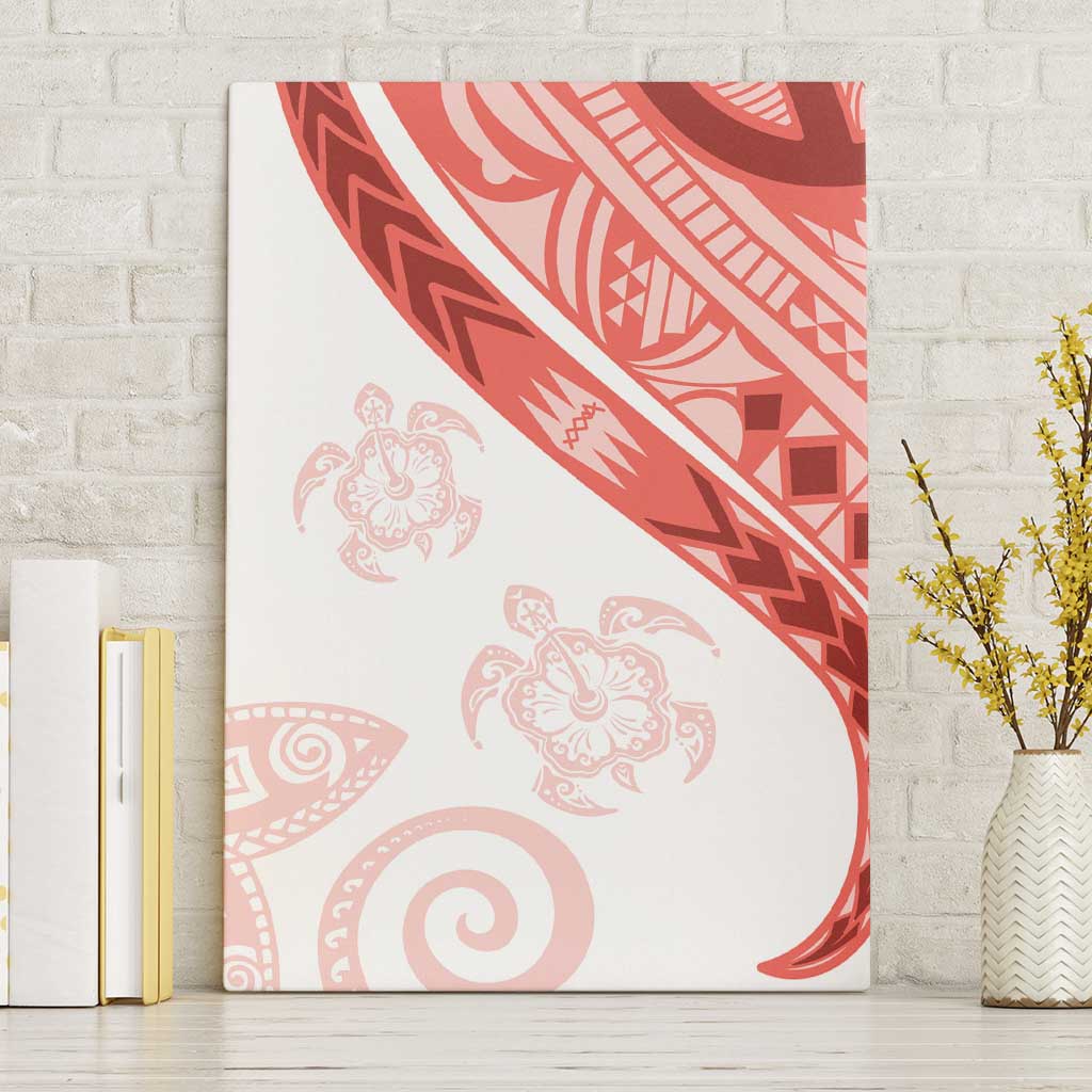 Coral Red Polynesian Tribal Turtle Floral Pattern Canvas Wall Art LT05 Without Frame Red - Polynesian Pride
