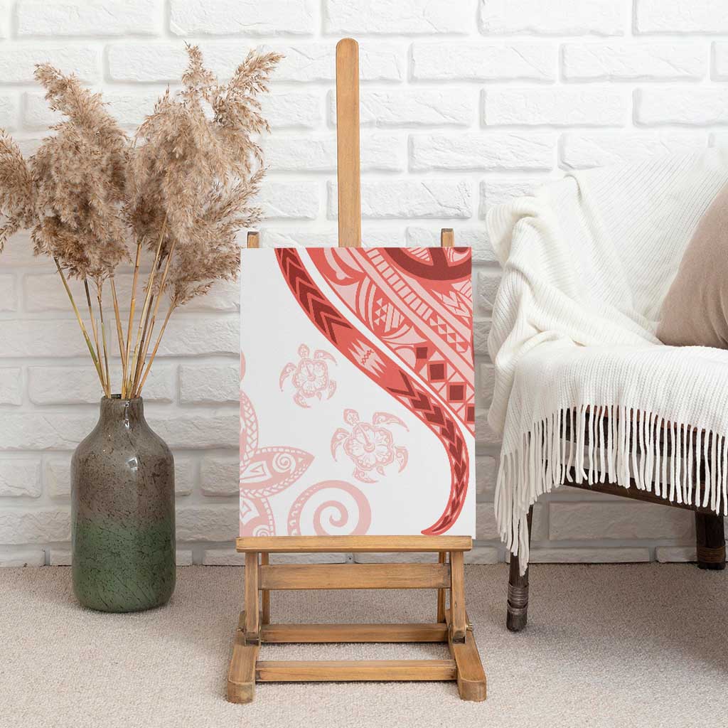 Coral Red Polynesian Tribal Turtle Floral Pattern Canvas Wall Art LT05 - Polynesian Pride