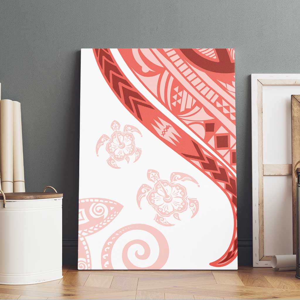 Coral Red Polynesian Tribal Turtle Floral Pattern Canvas Wall Art LT05 - Polynesian Pride
