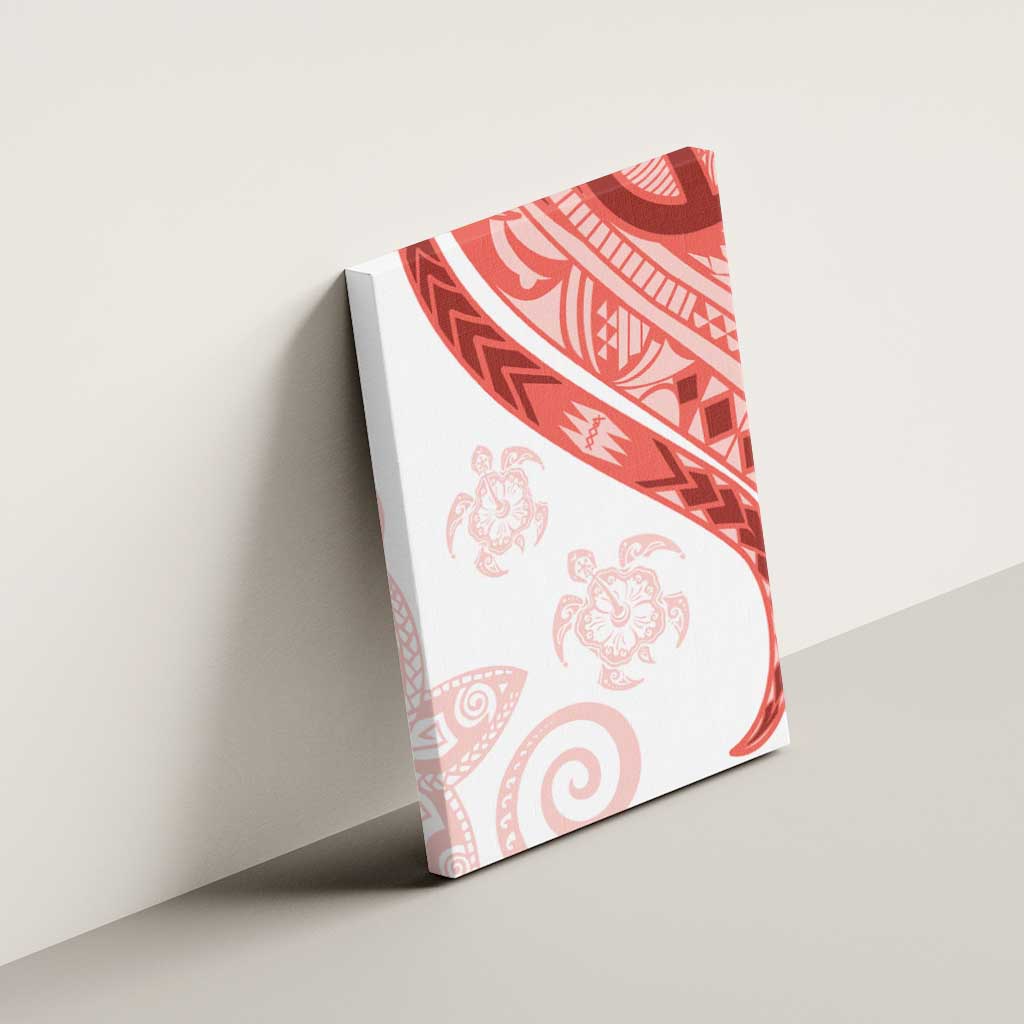 Coral Red Polynesian Tribal Turtle Floral Pattern Canvas Wall Art LT05 - Polynesian Pride