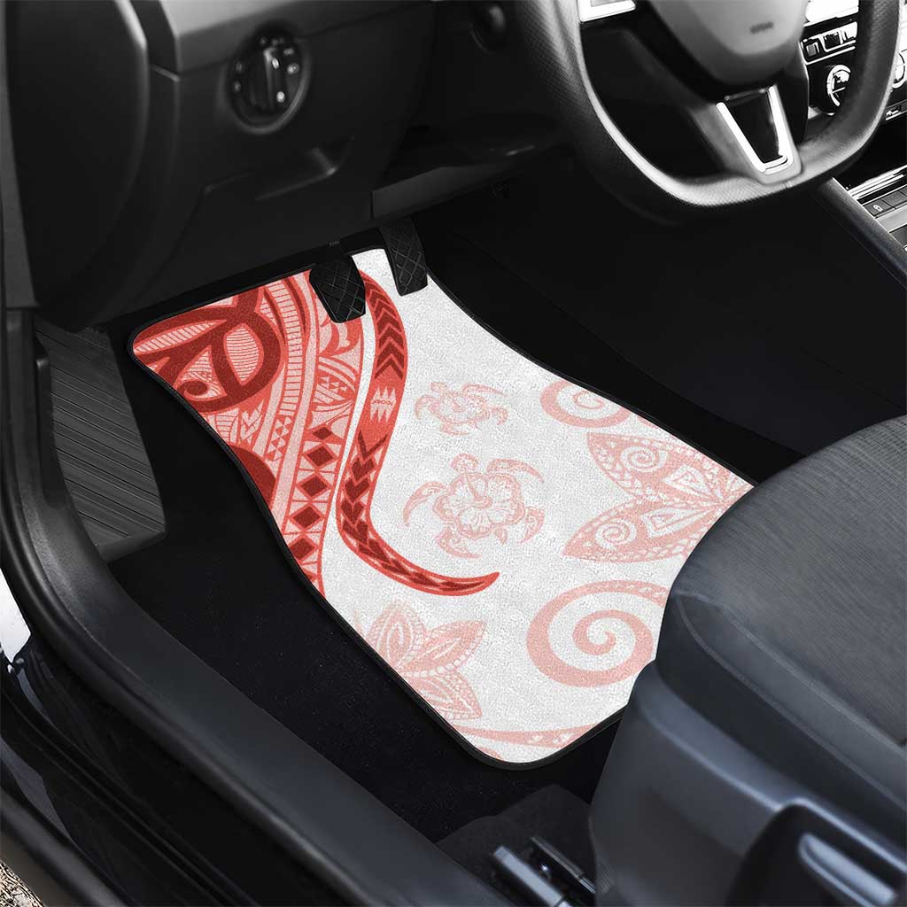 Coral Red Polynesian Tribal Turtle Floral Pattern Car Mats LT05 - Polynesian Pride