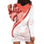 Coral Red Polynesian Tribal Turtle Floral Pattern Hoodie Dress