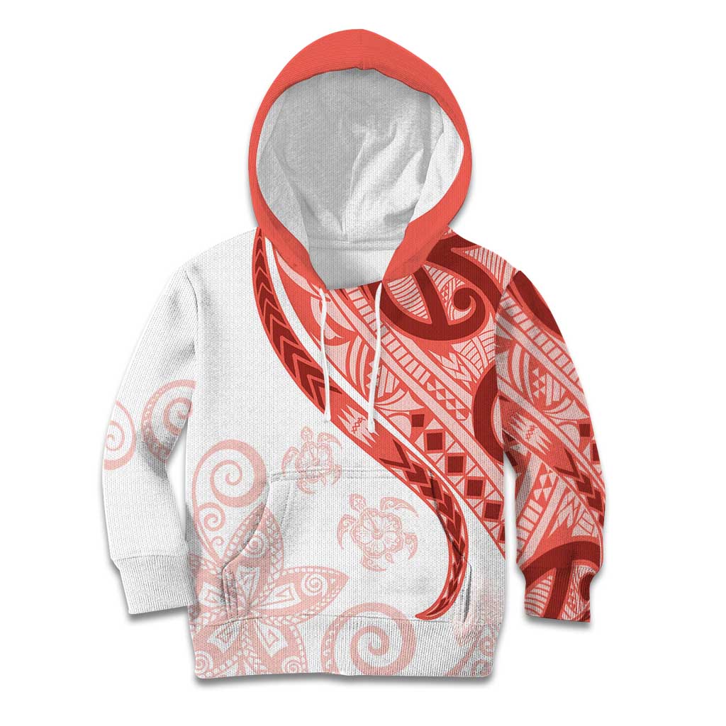 Coral Red Polynesian Tribal Turtle Floral Pattern Kid Hoodie LT05 Hoodie Red - Polynesian Pride