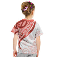Coral Red Polynesian Tribal Turtle Floral Pattern Kid T Shirt LT05 - Polynesian Pride