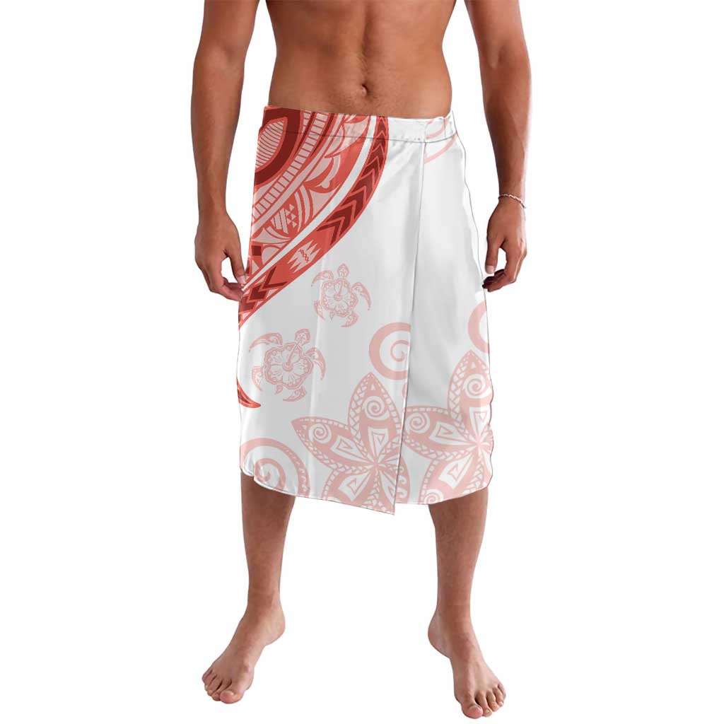 Coral Red Polynesian Tribal Turtle Floral Pattern Lavalava