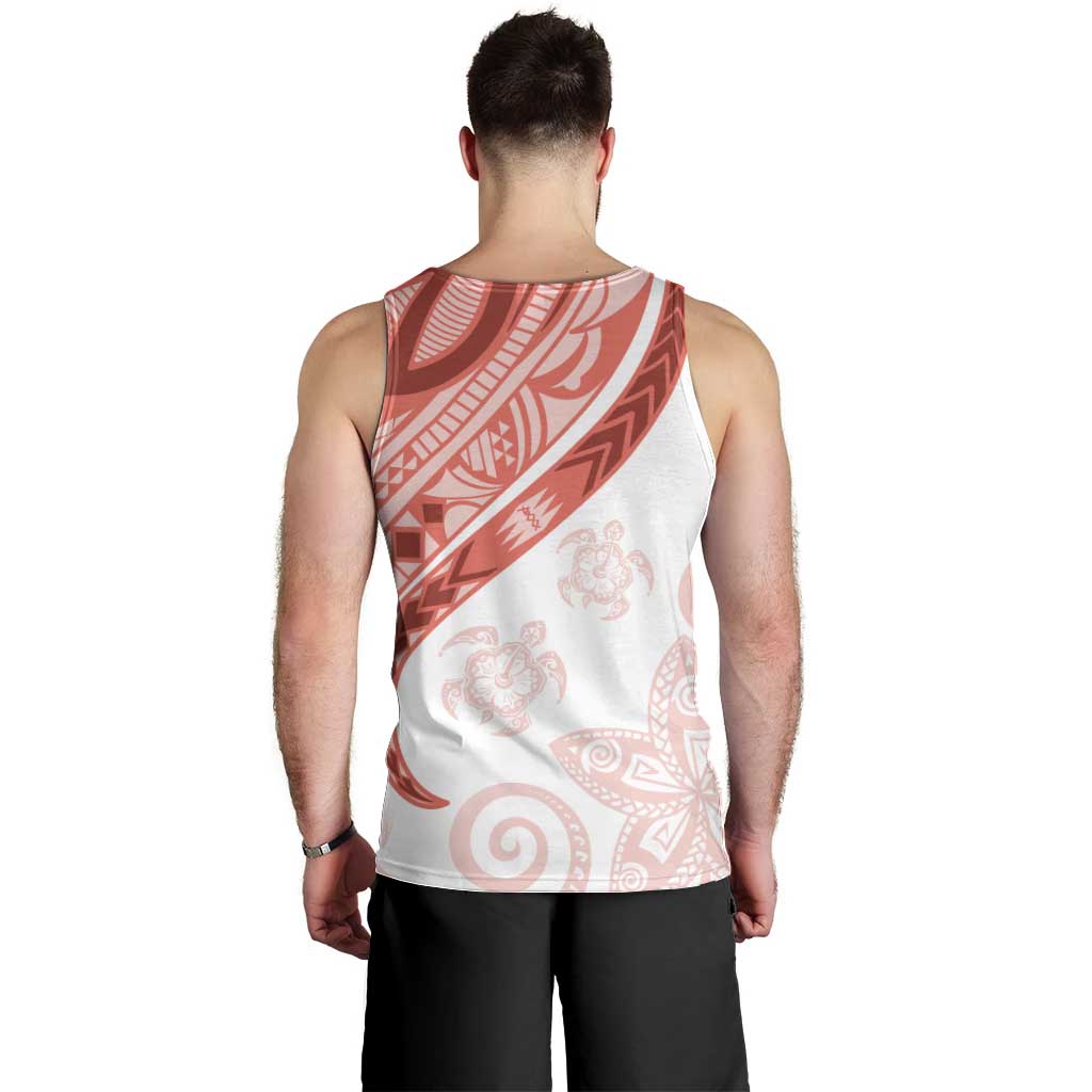 Coral Red Polynesian Tribal Turtle Floral Pattern Men Tank Top LT05 - Polynesian Pride