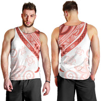 Coral Red Polynesian Tribal Turtle Floral Pattern Men Tank Top LT05 - Polynesian Pride