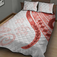 Coral Red Polynesian Tribal Turtle Floral Pattern Quilt Bed Set LT05 - Polynesian Pride