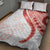 Coral Red Polynesian Tribal Turtle Floral Pattern Quilt Bed Set