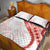 Coral Red Polynesian Tribal Turtle Floral Pattern Quilt Bed Set