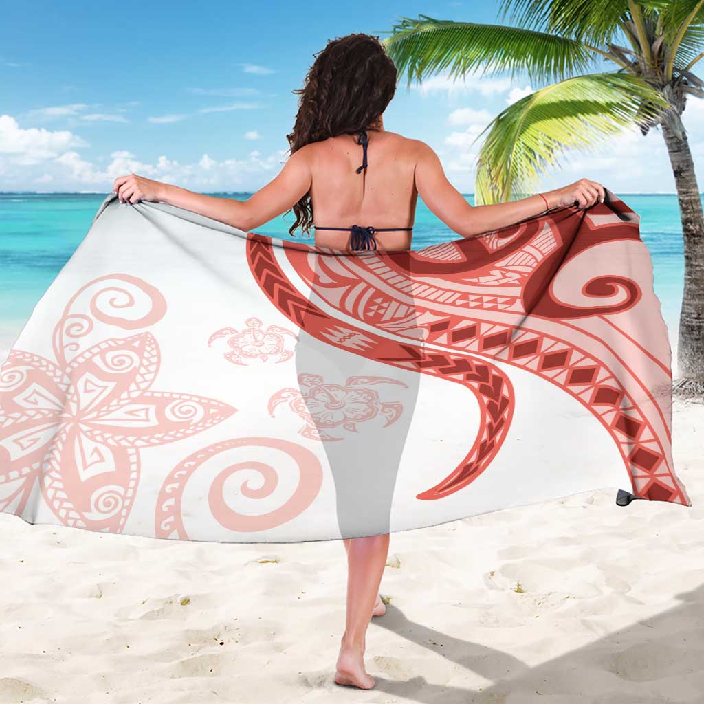 Coral Red Polynesian Tribal Turtle Floral Pattern Sarong LT05 - Polynesian Pride