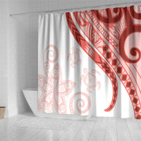 Coral Red Polynesian Tribal Turtle Floral Pattern Shower Curtain LT05 - Polynesian Pride