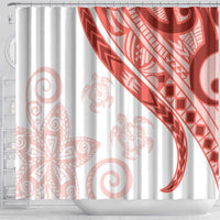 Coral Red Polynesian Tribal Turtle Floral Pattern Shower Curtain LT05 - Polynesian Pride