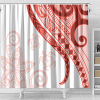 Coral Red Polynesian Tribal Turtle Floral Pattern Shower Curtain LT05 - Polynesian Pride