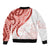 Coral Red Polynesian Tribal Turtle Floral Pattern Sleeve Zip Bomber Jacket