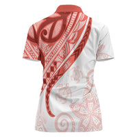 Coral Red Polynesian Tribal Turtle Floral Pattern Women Polo Shirt LT05 - Polynesian Pride