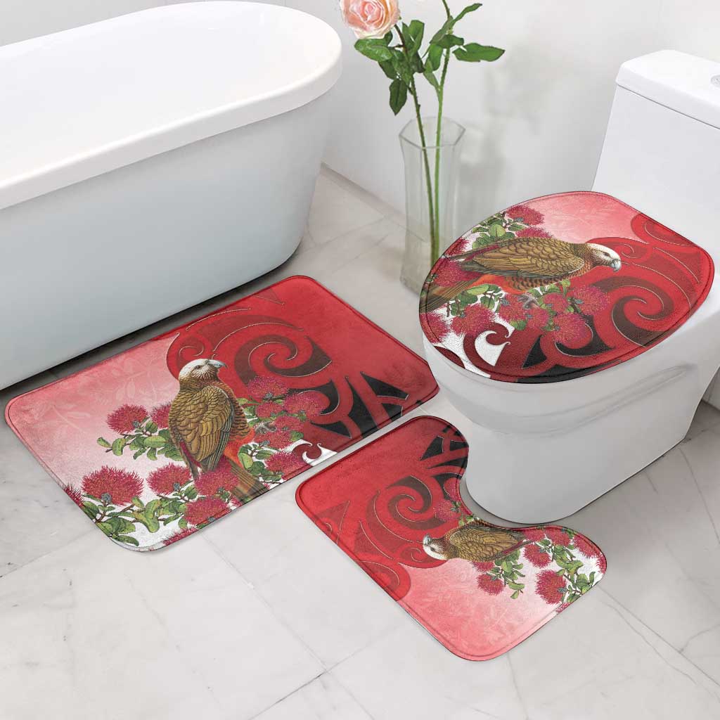New Zealand Parrot Kaka Bathroom Set Maori Koru With Pohutukawa Flowers LT05 - Polynesian Pride