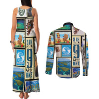 FSM Micronesia Culture Couples Matching Tank Maxi Dress and Long Sleeve Button Shirt LT05 - Polynesian Pride