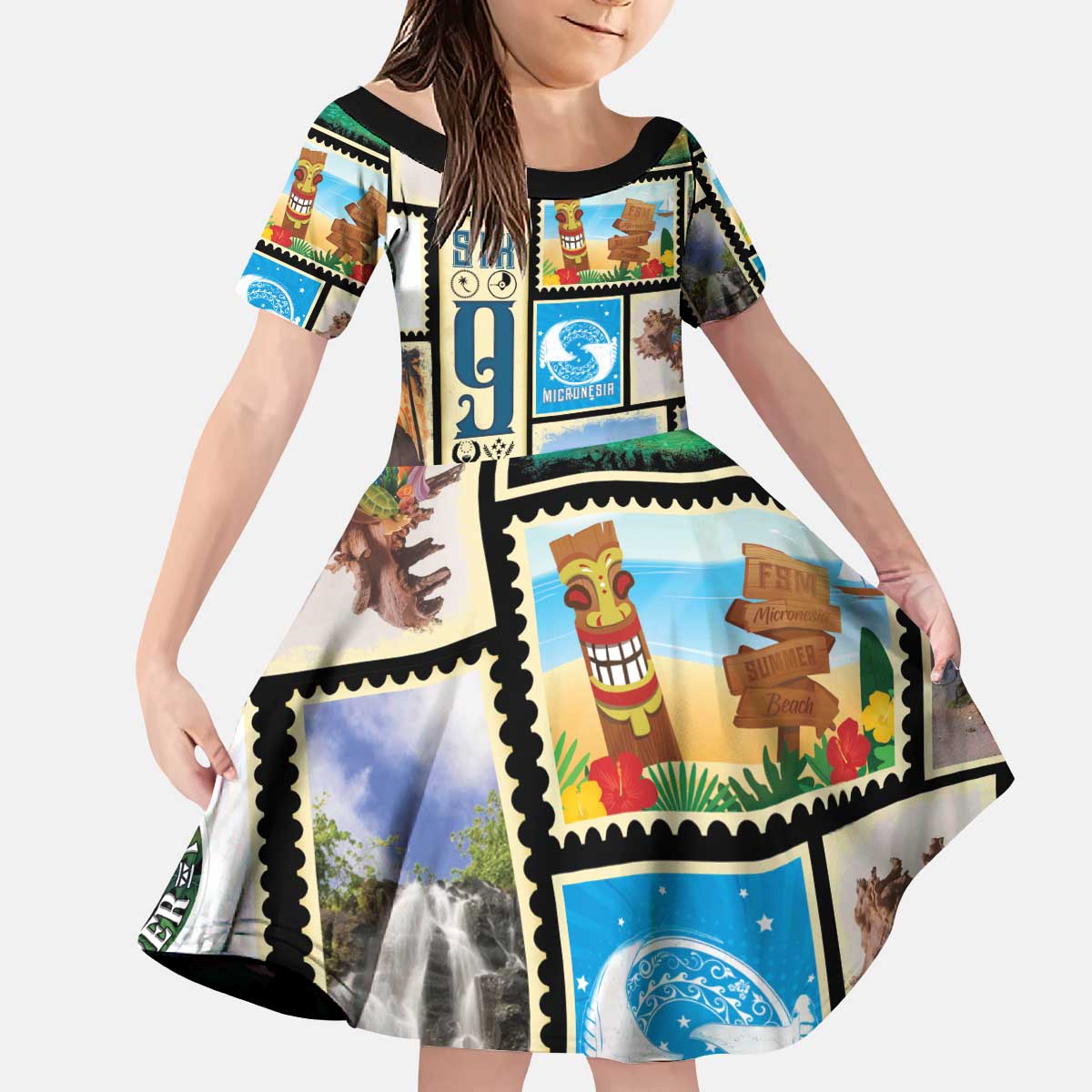FSM Micronesia Culture Kid Short Sleeve Dress LT05 KID Colorful - Polynesian Pride