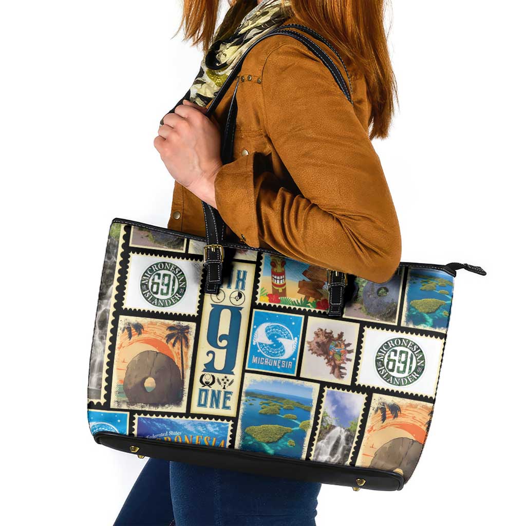 FSM Micronesia Culture Leather Tote Bag LT05 Colorful - Polynesian Pride