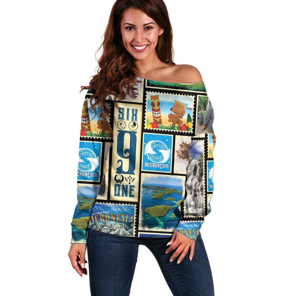 FSM Micronesia Culture Off Shoulder Sweater LT05 Women Colorful - Polynesian Pride
