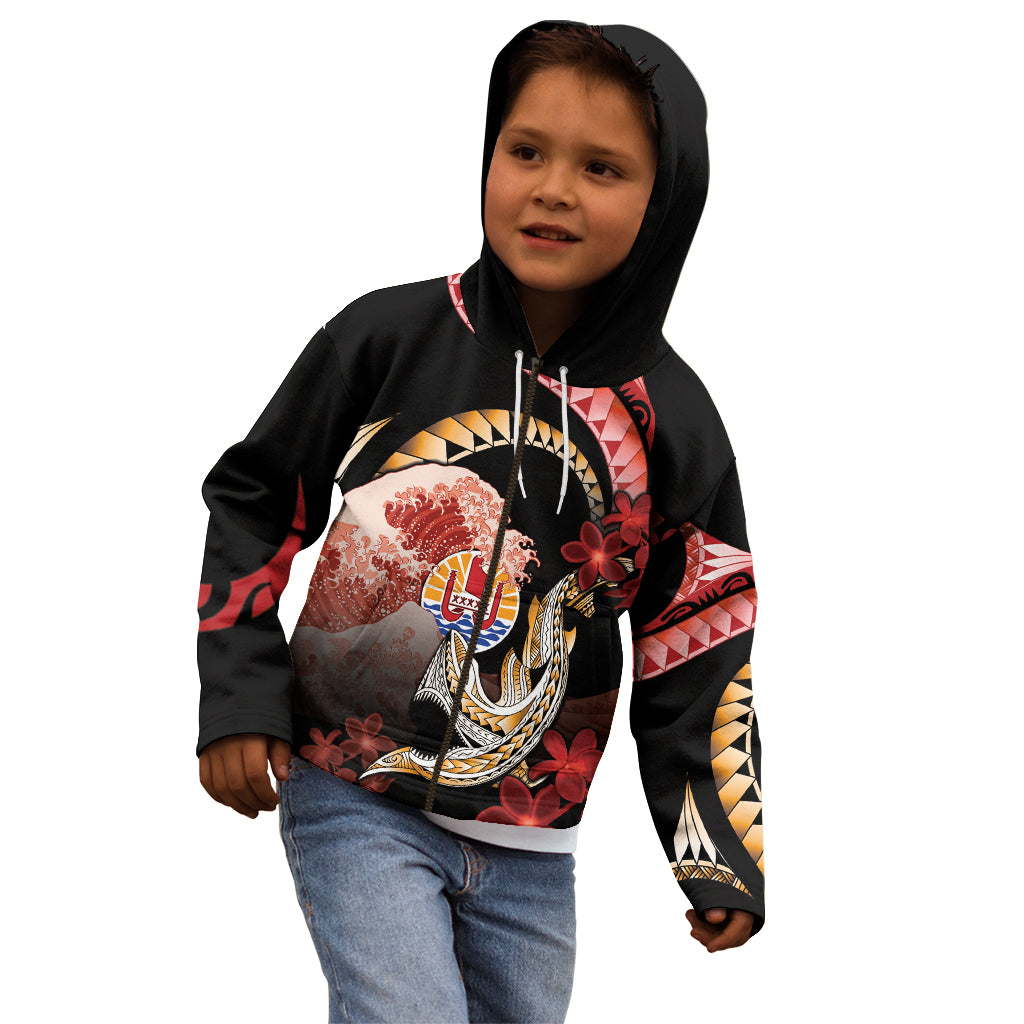 Personalised French Polynesia Victory Day Kid Hoodie Polynesian Pattern Plumeria LT05 - Polynesian Pride