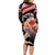 Personalised French Polynesia Victory Day Long Sleeve Bodycon Dress Polynesian Pattern Plumeria