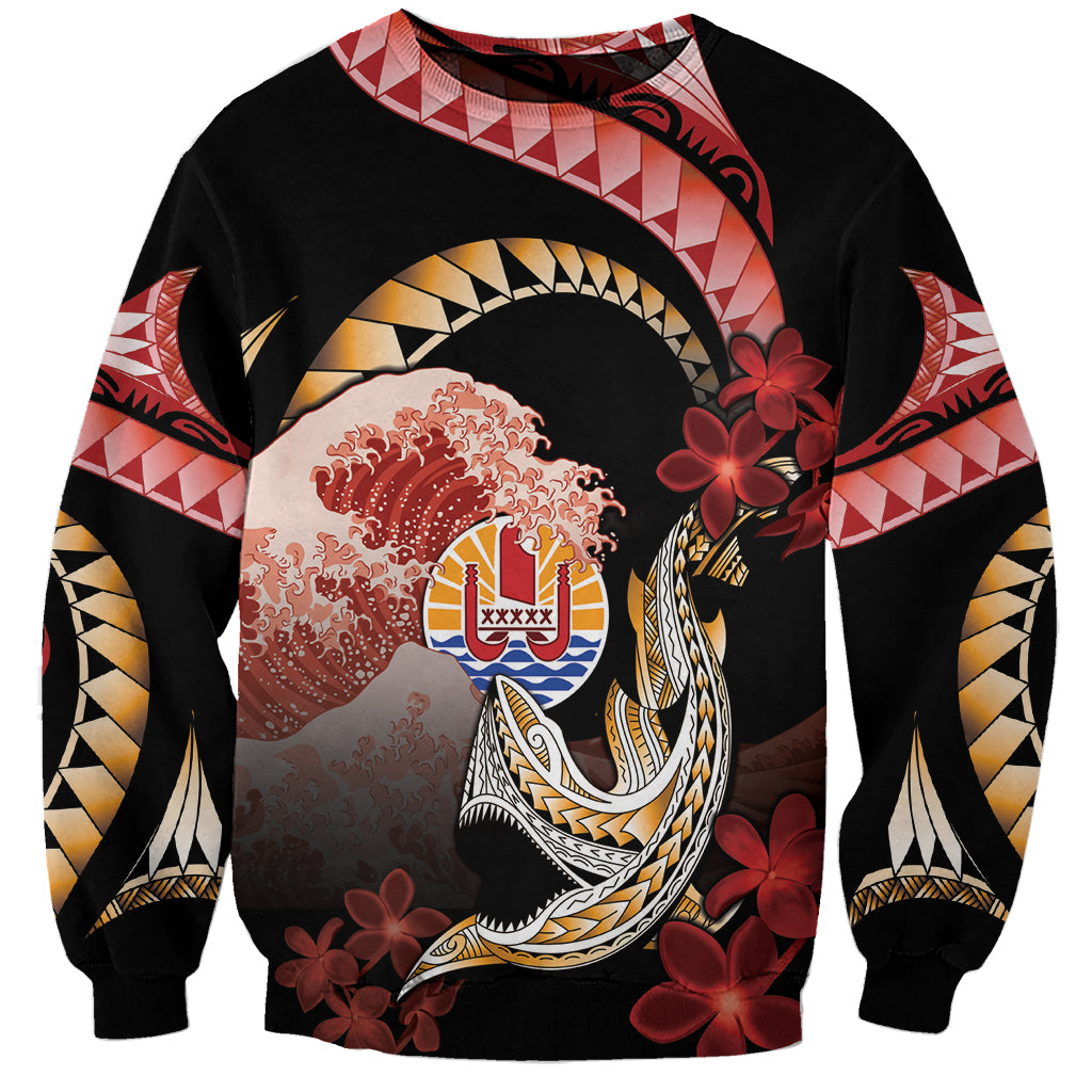 Personalised French Polynesia Victory Day Sweatshirt Polynesian Pattern Plumeria LT05 Unisex Black - Polynesian Pride