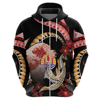 Personalised French Polynesia Victory Day Zip Hoodie Polynesian Pattern Plumeria LT05 - Polynesian Pride