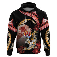 Personalised French Polynesia Victory Day Zip Hoodie Polynesian Pattern Plumeria LT05 Pullover Hoodie Black - Polynesian Pride