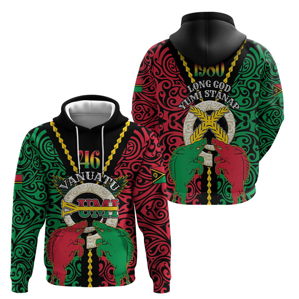 Vanuatu 46th Independence Day Hoodie Long God Yumi Stanap Wild Boar LT05 - Polynesian Pride
