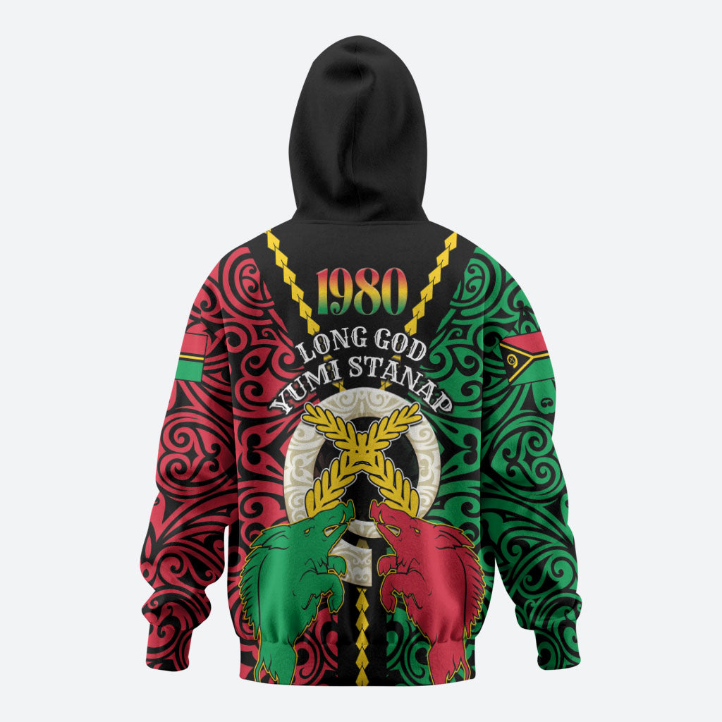 Vanuatu 46th Independence Day Zip Hoodie Long God Yumi Stanap Wild Boar LT05 - Polynesian Pride